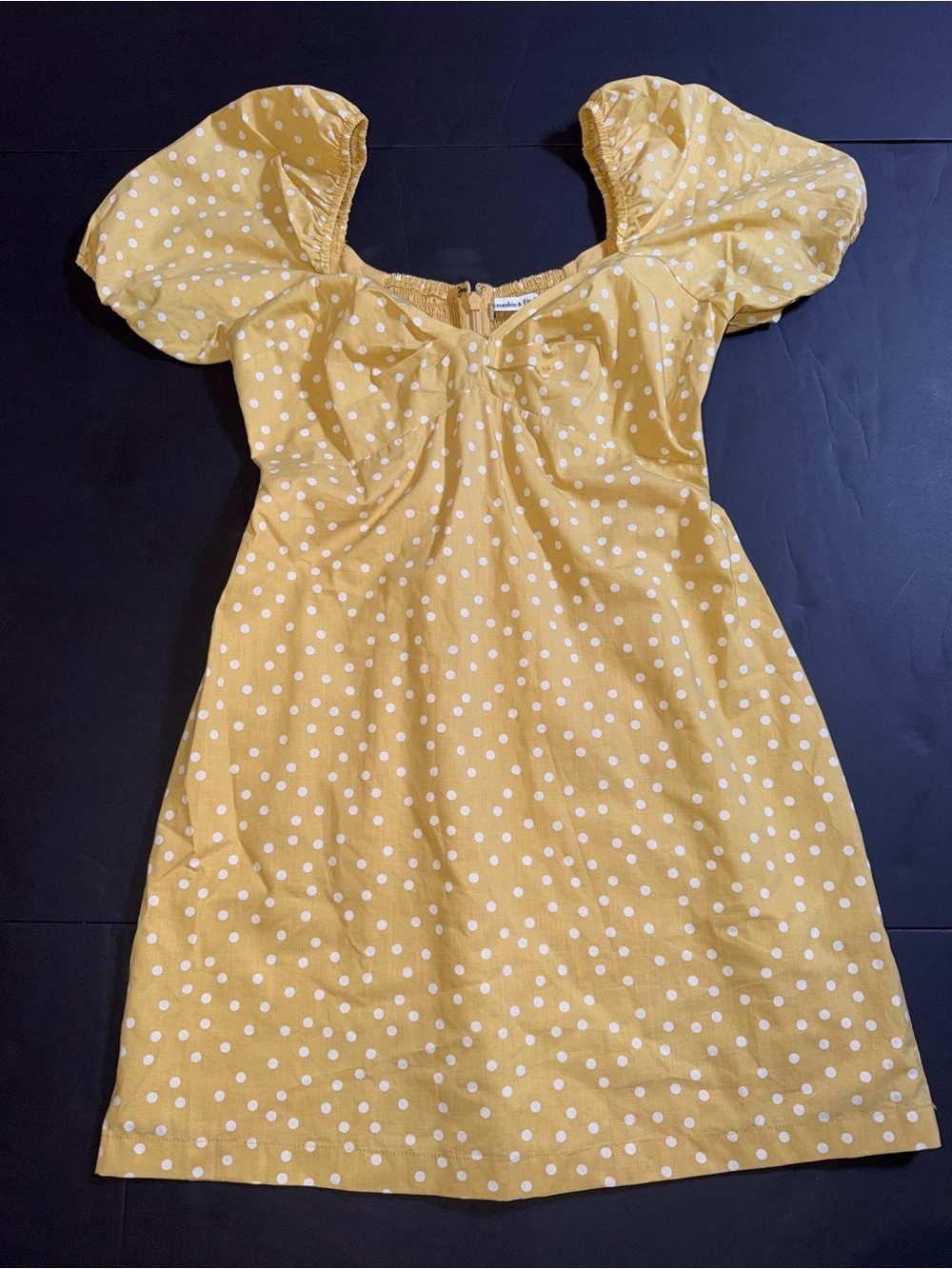 Abercrombie & Fitch Yellow Polka Dot Puff Sleeve Dress Size Small
